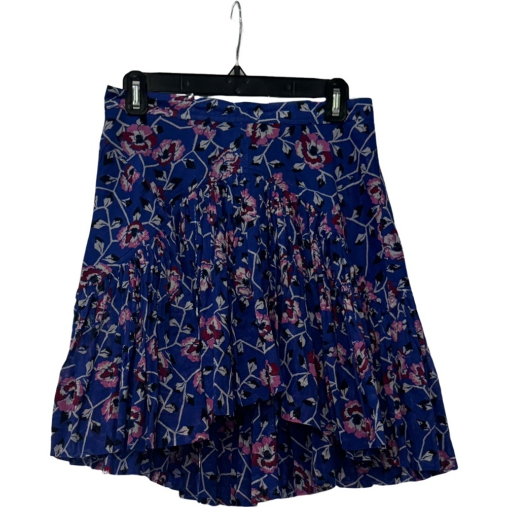 Isabel Marant Blue Skater Mini Skirt with Pleated Ruffles